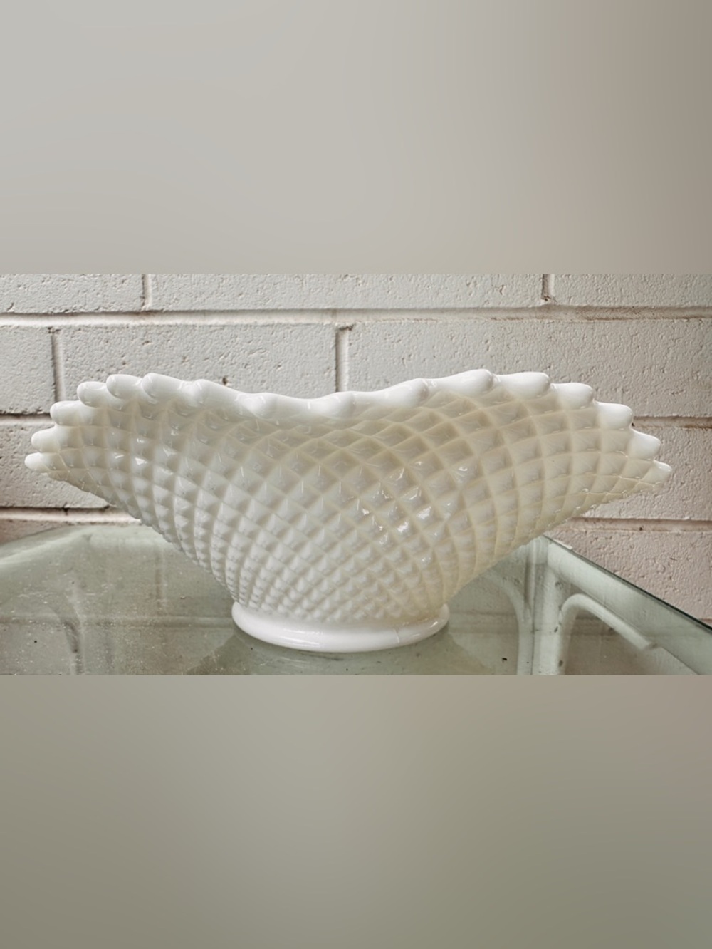 White Vintage Fenton Textured Milk Glass Bowl
